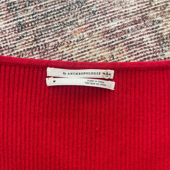 Anthropologie Ribbed Sweetheart Neck Blouse - Picture 4 of 6